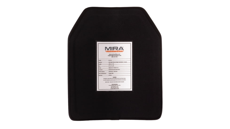 MIRA Safety Level 4 Body Armor Plate, Black, None, MT-LVL4