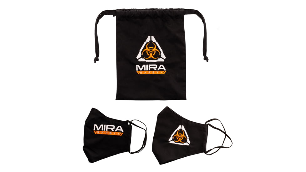 MIRA Safety Protective Face Mask Kit w/Silverplus Biocidal Technology, Black, Medium, PROMASK1