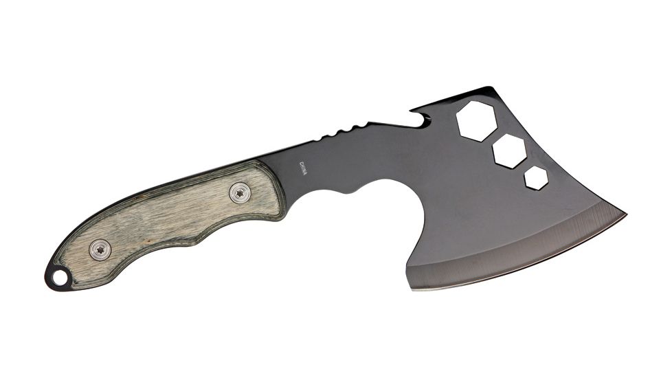 Miscellaneous Compact Axe,3.375in,Gray/Tan Wood Onlay Handle M4155