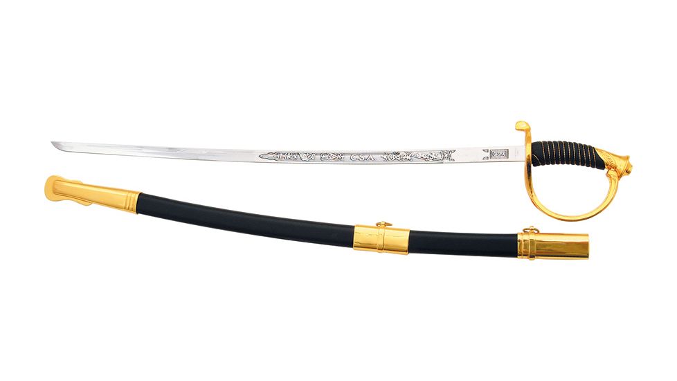 Miscellaneous Confederate Cavalry Sword,28.5in,Sharpened Stainless Blade,Black Composition Handle M2312