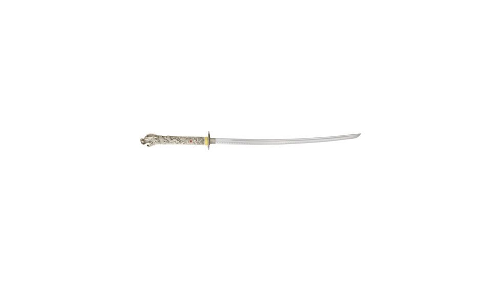 Miscellaneous Dragon Sword,26.5in,Sharpened Stainless Blade,White Composition Handle Black/Silver Trim M3594