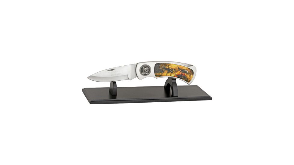 Miscellaneous Giant Vietnam Lockback Fixed Blade Knife,9.75in closed,Stainless Blade,Brushed Stainless Handle M3749