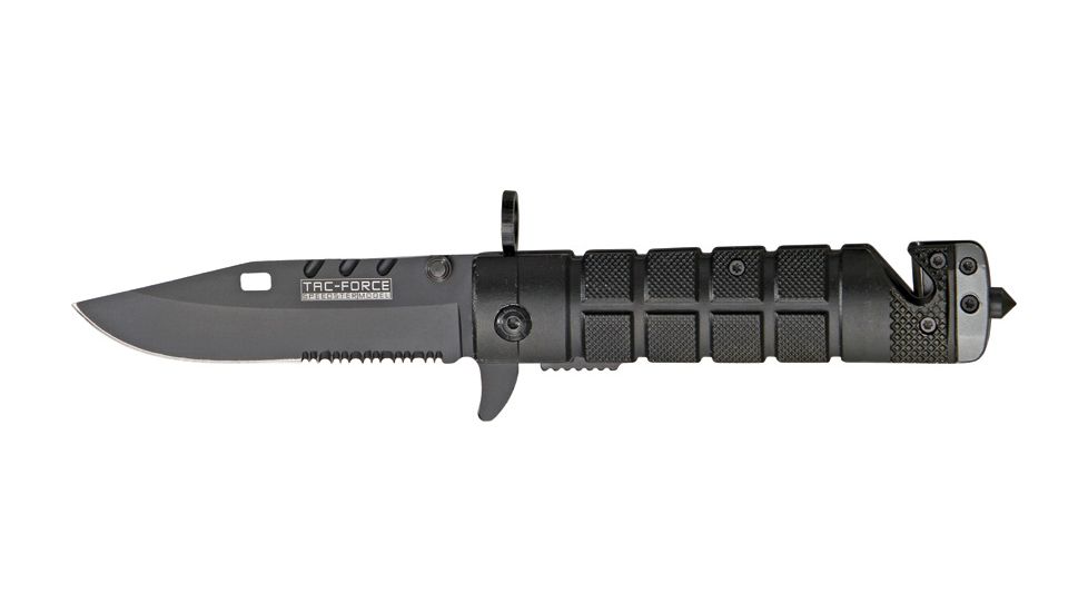 Miscellaneous Linerlock Folding Knife,3.5in,Clip Point Blade,Black Textured Alum Handles With Gun Metal Gray Anodized Accent M4149