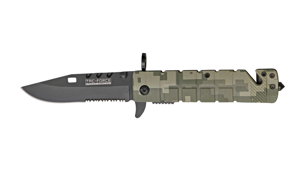 Miscellaneous Linerlock Green Digital Folding Knife,3.5in,Clip Point Blade,Green Digital Camo Textured Alum Handle M4145