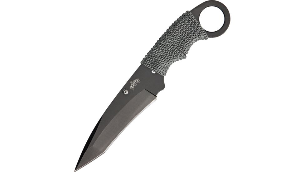Miscellaneous Neck Fixed Blade Knife,3.375in,Tanto Blade,Gray Nylon Cord Wrapped Handle M4237