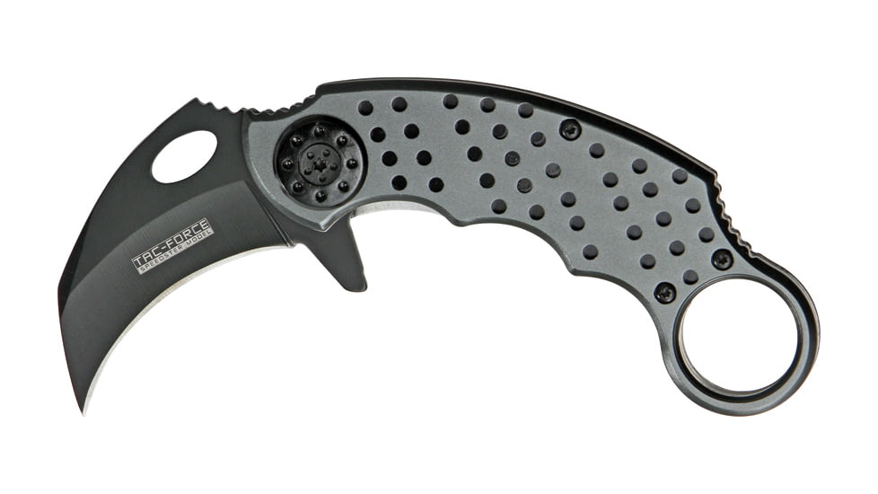 Miscellaneous Speed Assisted Karambit Folding Knife,2.25in,Black Coated Stainless Blade,Alum Handles With Light Black Overlay/Black Disck Trim M4092