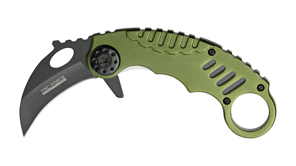 Miscellaneous Speed Assisted Karambit Folding Knife,2.25in,Black Coated Stainless Blade,Olive Green Anodized Alum Handle/Black Trim M4085