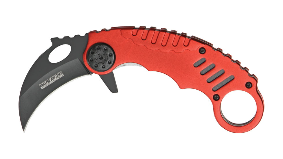Miscellaneous Speed Assisted Karambit Folding Knife,2.25in,Black Coated Stainless Blade,Red Anodized Alum Handle/Black Trim M4087