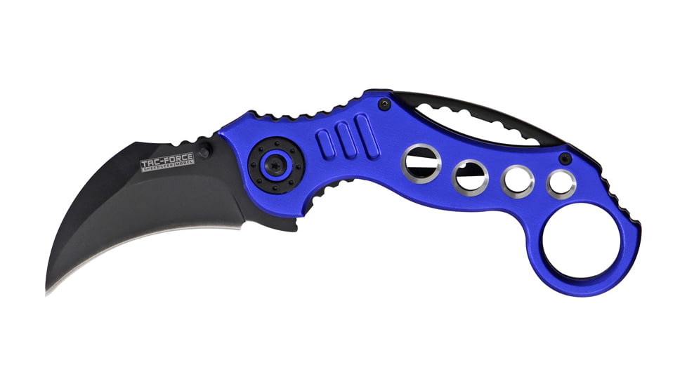 Miscellaneous Speed Assisted Karambit Folding Knife,2.375in,Assisted Opening Curved Blade,Electric Blue Anodized Alum Handle M3836