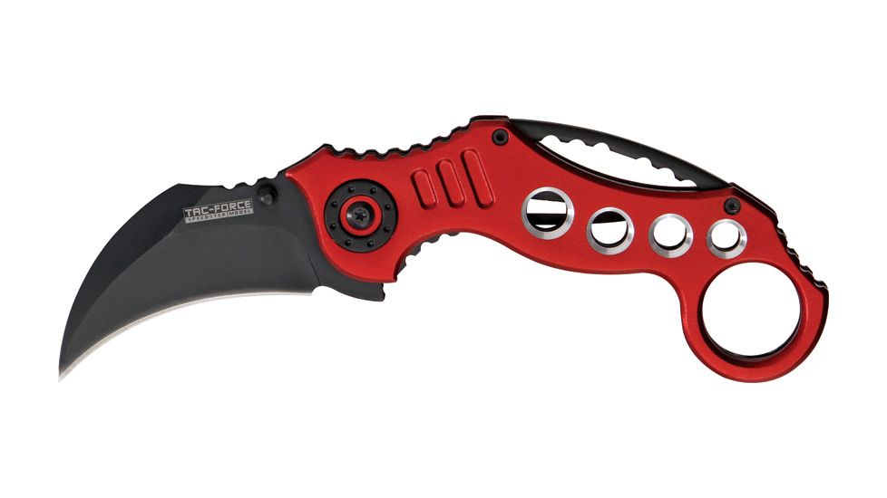 Miscellaneous Speed Assisted Karambit Folding Knife,2.375in,Assisted Opening Curved Blade,Red Anodized Alum Handle M3839