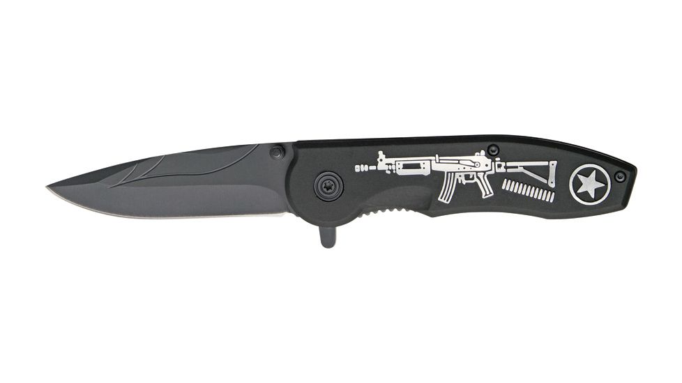 Miscellaneous Speed Assisted Tactical Folding Knife,3.25in,Black Stainless Blade,Black Alum Handle M3798