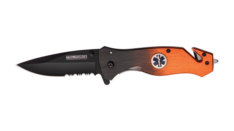 Miscellaneous Speed Assisted Two Tone Folding Knife,3.25in,Drop Point Blade,Black And Orange Anodized Alum Handle M3893
