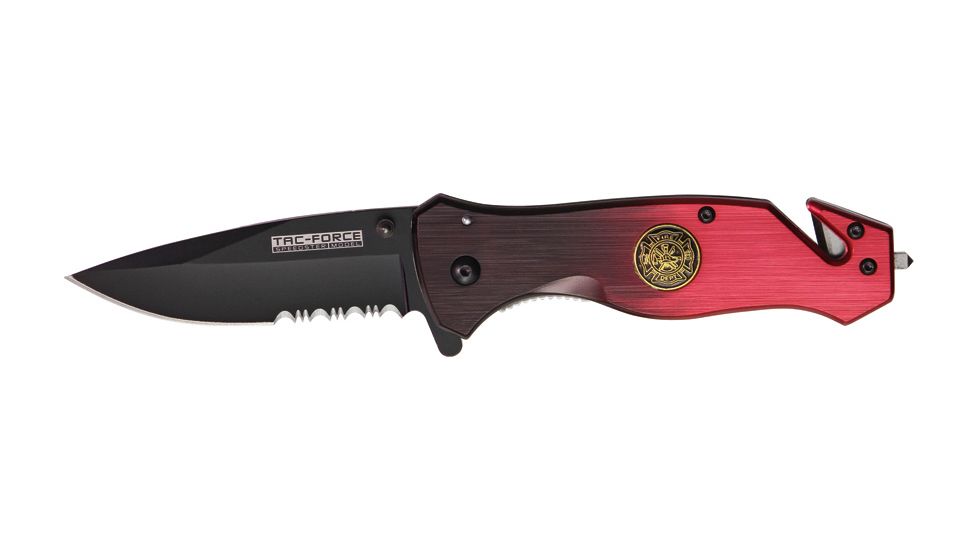 Miscellaneous Speed Assisted Two Tone Folding Knife,3.25in,Drop Point Blade,Black And Red Anodized Alum Handle M3894