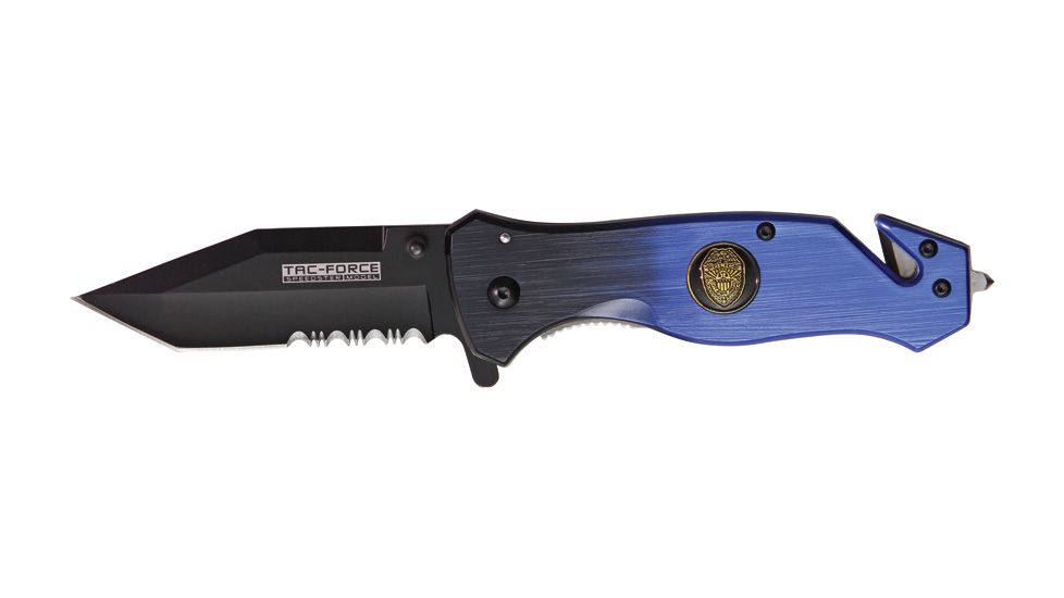 Miscellaneous Speed Assisted Two Tone Folding Knife,3.25in,Tanto Blade,Black And Blue Anodized Alum Handle M3895