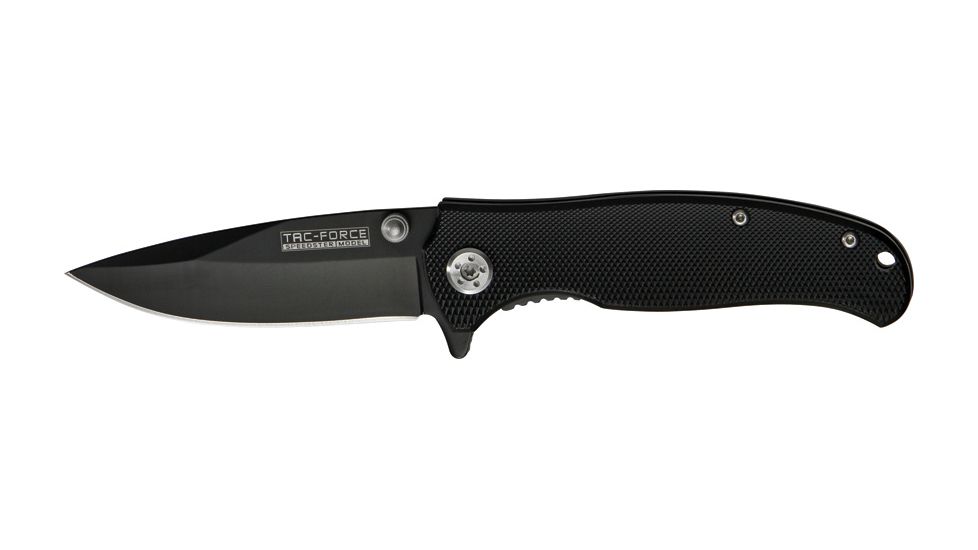 Miscellaneous Speed Linerlock Folding Knife,3in,Black Assisted Open Stainless Blade,Checkered Black Alum Handle M4071