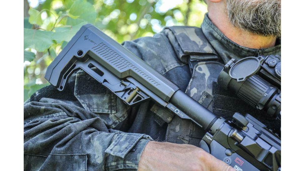 Mission First Tactical Battlelink Extreme Duty Minimalist Stock, AR-15, Mil-Spec, 1.148 Diameter Receiver Extensions, Black, BMSMIL-EXD