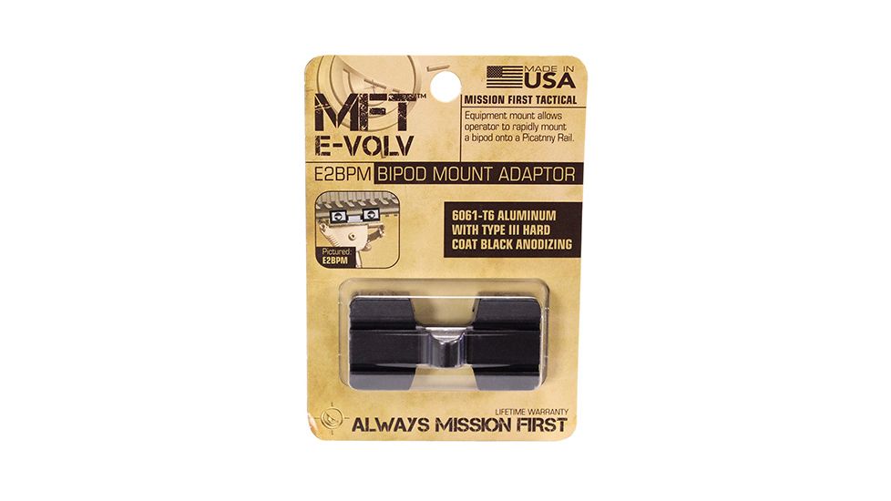 Mission First Tactical E-VolV Metal Picatinny Rail Sling Swivel Stud Bipod Mount, Black, E2BPM