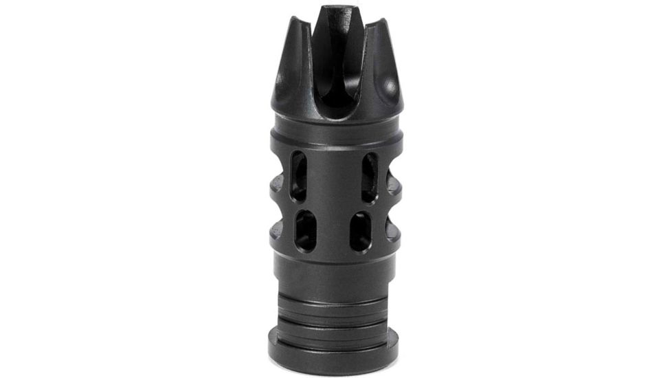 Mission First Tactical Evolv AR15 Muzzle Device 1, w/pre drilled tapping hole, Black, E2ARMD1RSC