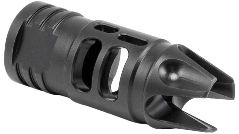 Mission First Tactical Evolv AR15 Muzzle Device 1, w/pre drilled tapping hole, Black, E2ARMD1RSC