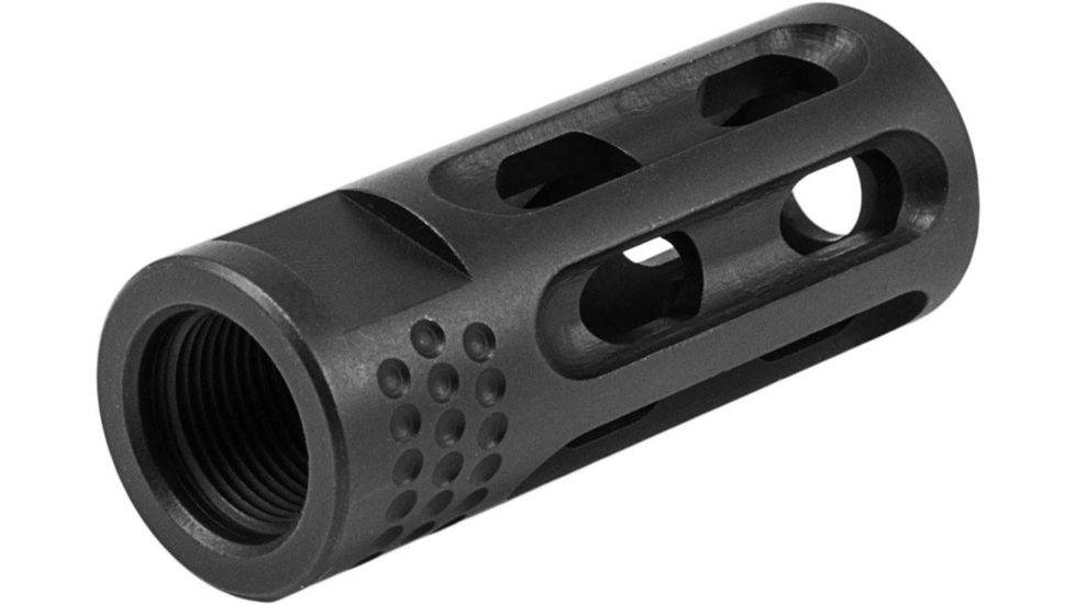 Mission First Tactical Evolv AR15 Muzzle Device 2, w/pre drilled tapping hole, Black, E2ARMD2RSC