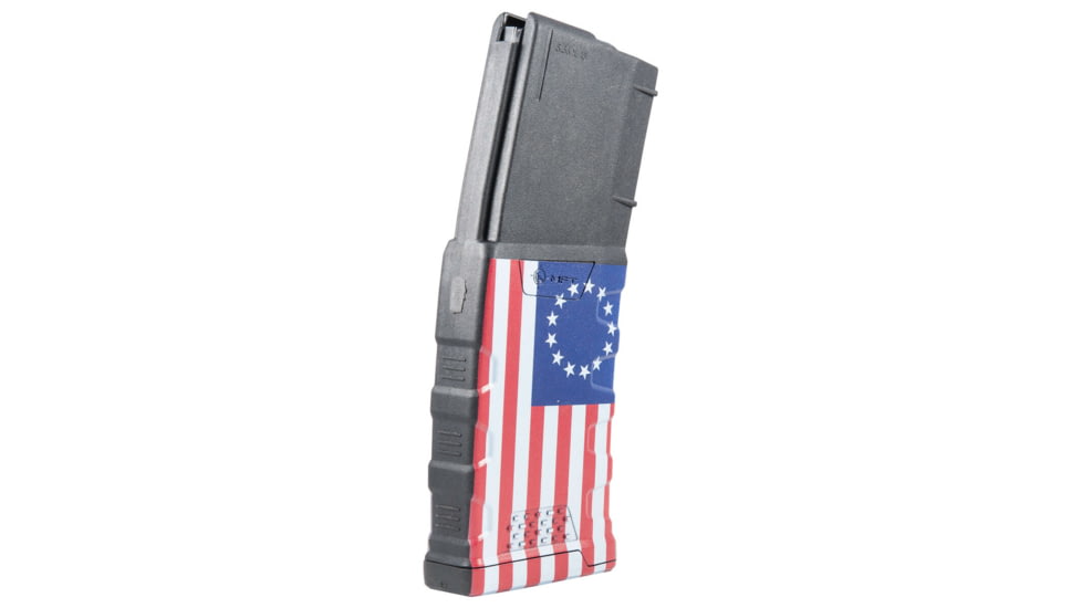 Mission First Tactical Extreme Duty Rifle Magazine, AR15, 5.56x45mm/.223 Rem/.300 AAC, 30 Rounds, Betsy Ross Flag, EXDPM556D-BTR-30RD