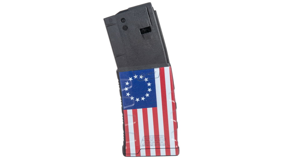 Mission First Tactical Extreme Duty Rifle Magazine, AR15, 5.56x45mm/.223 Rem/.300 AAC, 30 Rounds, Betsy Ross Flag, EXDPM556D-BTR-30RD