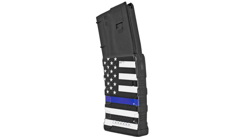 Mission First Tactical Extreme Duty Rifle Magazine, AR15, 5.56x45mm/.223 Rem/.300 AAC, 30 Rounds, Blue Line Flag, EXDPM556D-AMB1-30RD