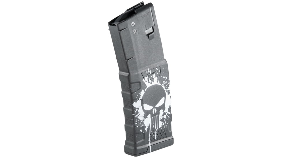 Mission First Tactical Extreme Duty Rifle Magazine, AR-15, 5.56x45mm/.223 Rem/.300 AAC, 30 Round, Punisher Splat White, 1 Pack, Polymer, EXDPM556D-PSS-WH-30RD