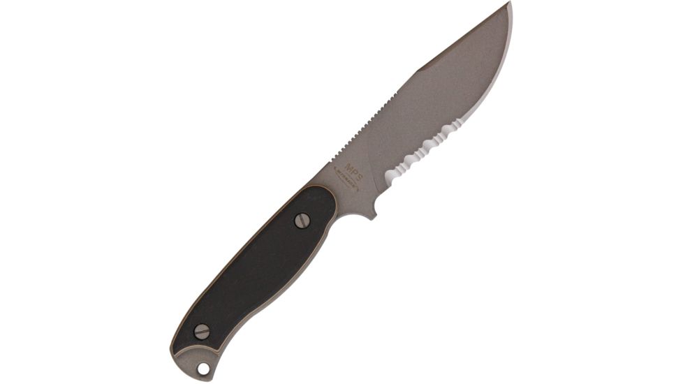 Mission MPS-Ti Fixed Blade Knife, 5in, Partially Serrated, Black G10 Onlay Handle MS0717PS