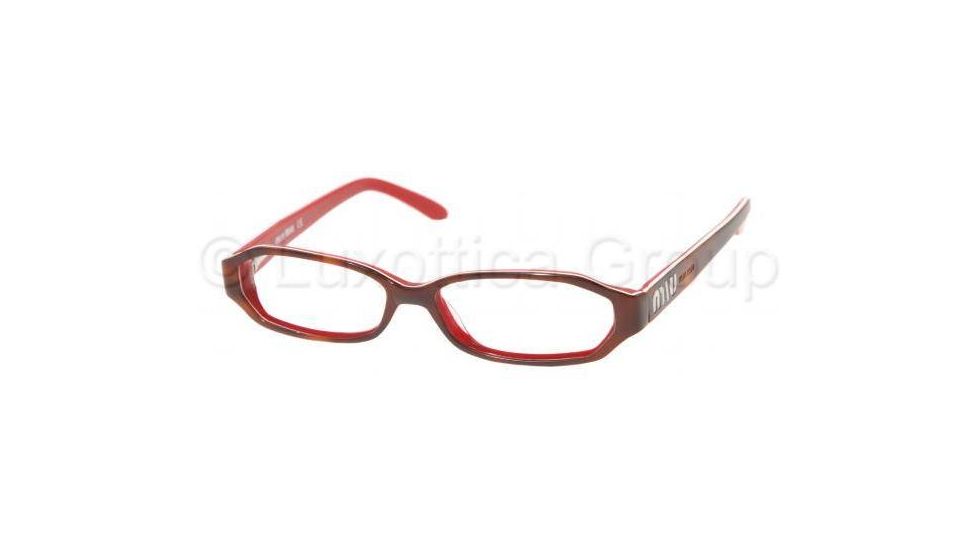 Miu Miu Eyeglasses MU03EV with Rx Prescription Lenses 7O81O1-4914 - Dark Havana-brown 