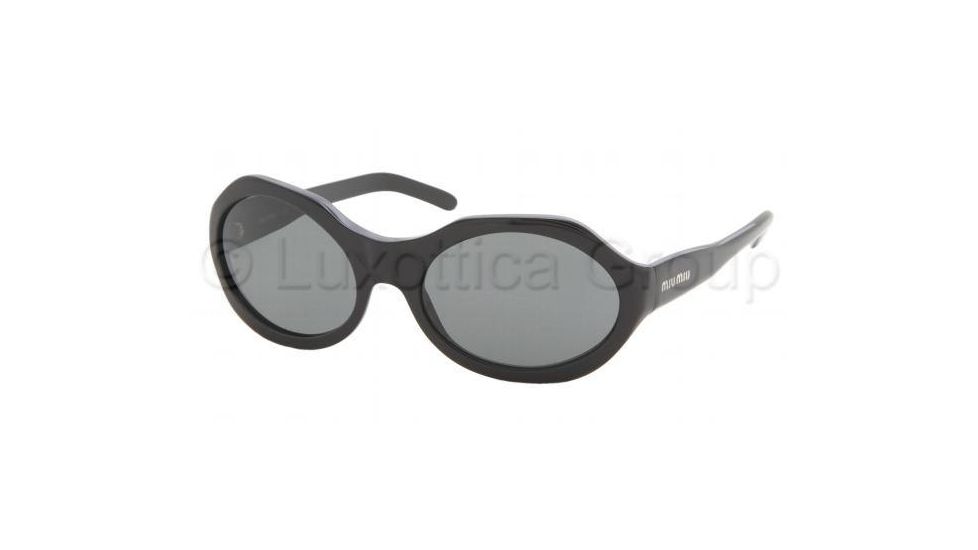 Miu Miu MU13IS SV Prescription Sunglasses - Gloss Black Gray Frame / 55 mm Prescription Lenses, 1AB1A1-5518