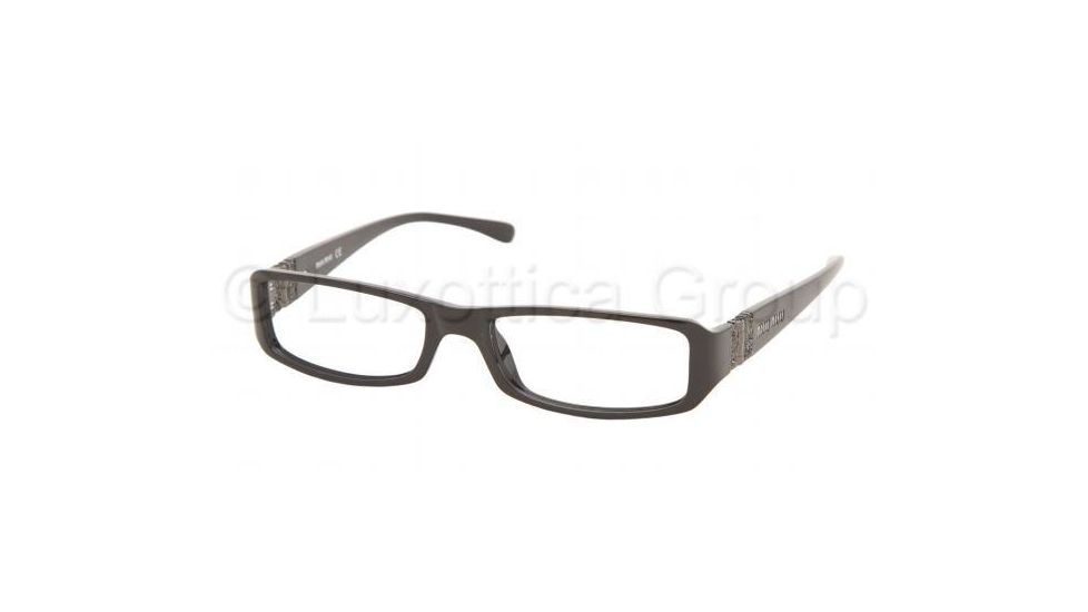Miu Miu MU14EV SV Prescription Eyeglasses - Gloss Black Demo Lens Frame / 49 mm Prescription Lenses, 1AB1O1-4916
