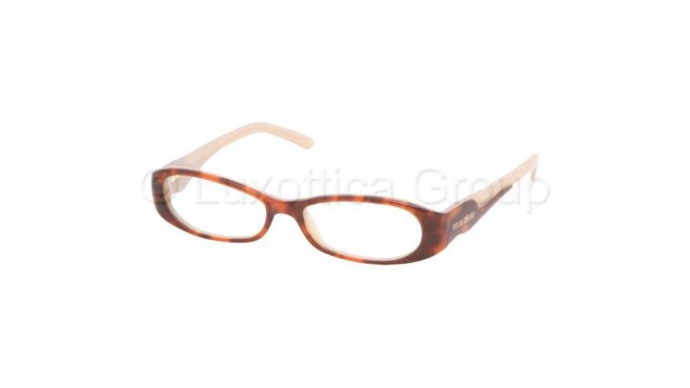 Miu Miu MU14FV Bifocal Eyeglasses - Tortoise-Linen Demo Lens Frame / 50 mm Prescription Lenses, 7N71O1-5015
