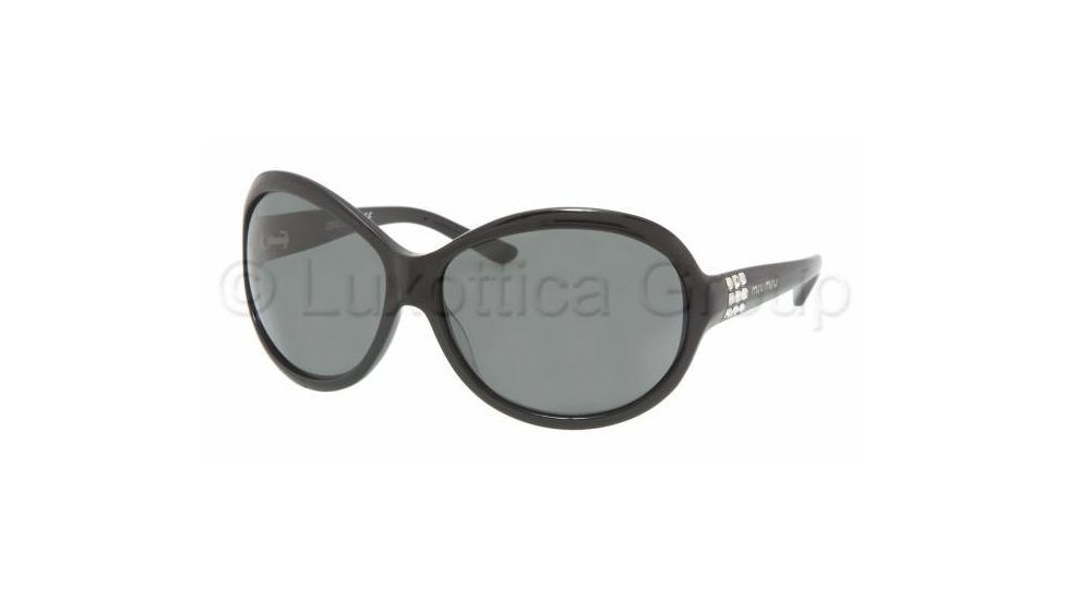 Miu Miu MU 18IS Sunglasses Styles Gloss Black Frame / Gray Lenses, 1AB1A1-6214, Miu Miu MU 18IS Sunglasses Styles Gloss Black Frame / Gray Lenses