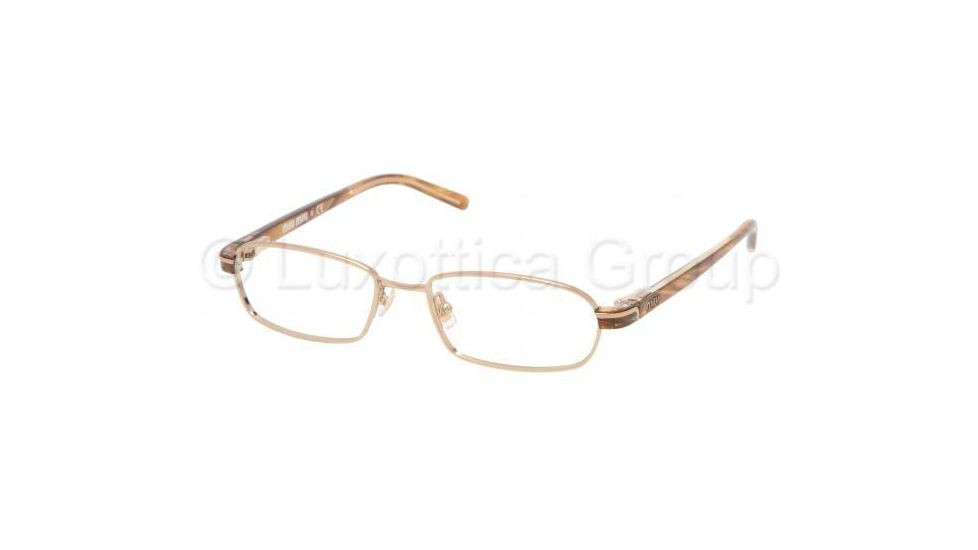 Miu Miu MU 50GV Eyeglasses Styles Light Gold Frame w/Non-Rx 51 mm Diameter Lenses, 8BK1O1-5116, Miu Miu MU 50GV Eyeglasses Styles Light Gold Frame w/Non-Rx 51 mm Diameter Lenses