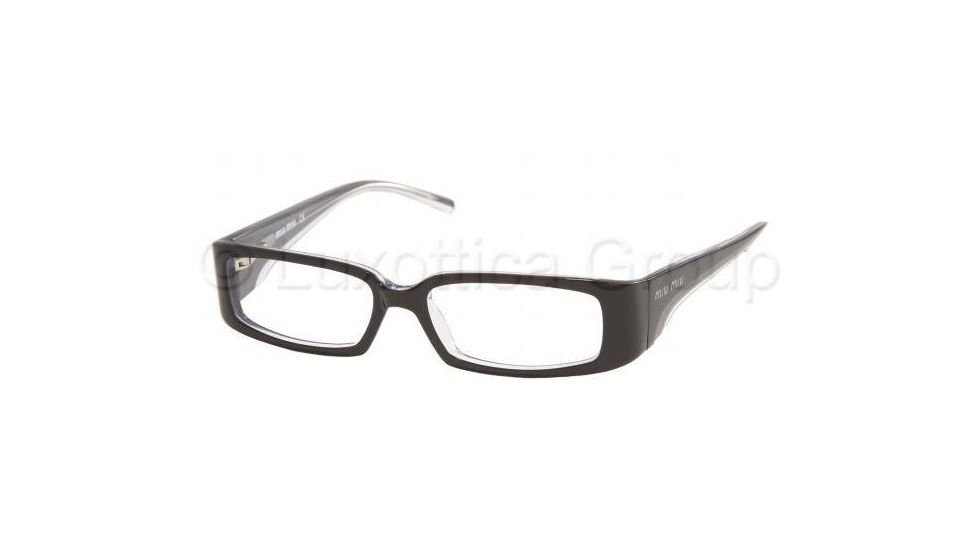 Miu Miu MU02EV Progressive Eyeglasses, Black Crystal Frame w/ 50 mm Diameter Lenses, 5BM1O1-5015