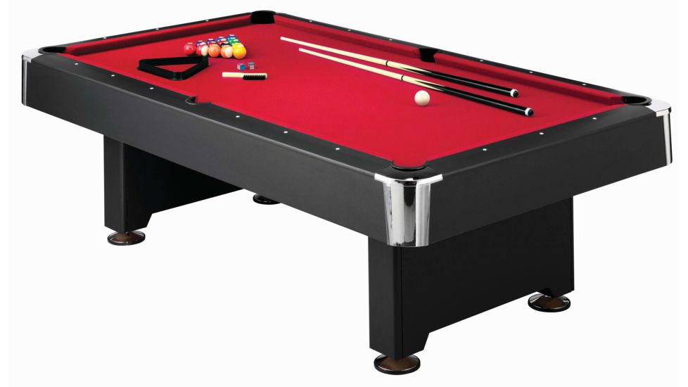 Mizerak 8' Donovan II - Slate Billiard Table, Black w/ Red Table Cover P5223W1