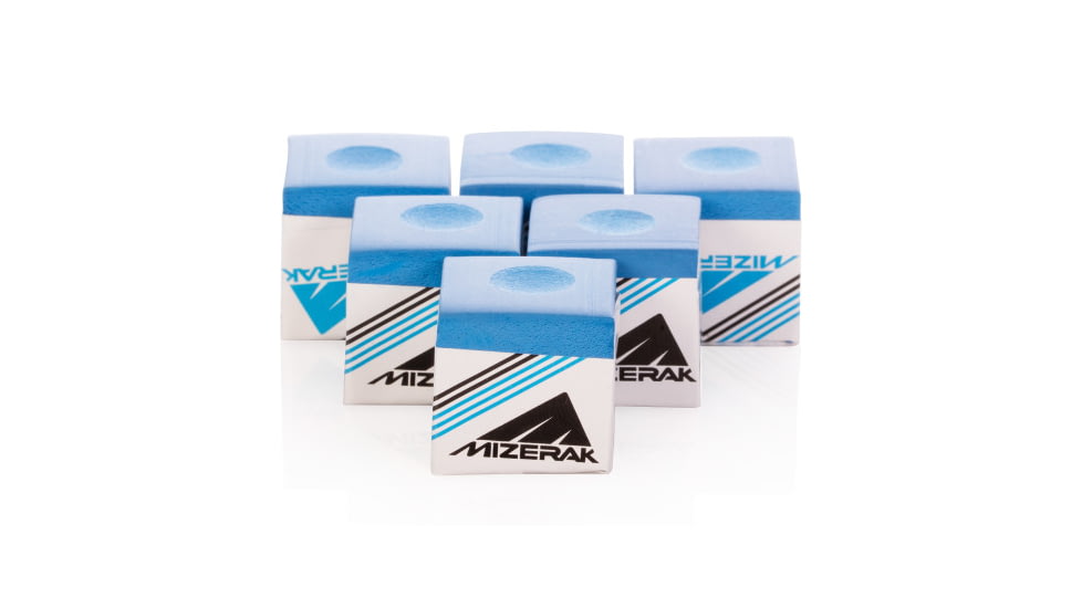 Mizerak Billiard / Pool Cue Chalk, 6/Pack, Blue/White, P1810