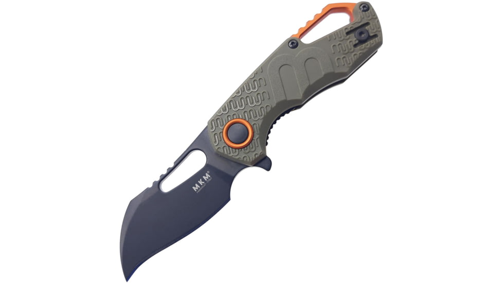 MKM Isonzo Linerlock OD Folding Knife, 2 Bohler N690 stainless hawkbill blade, OD green FRN handle, MK FX03-1PGO