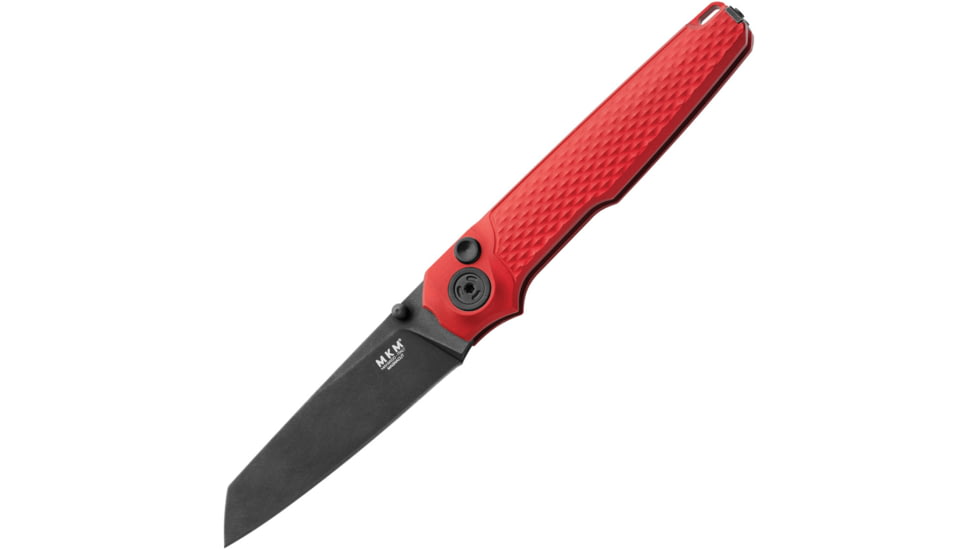 MKM Miura Button Lock Red SW Folding Knife, MKMMIARDB