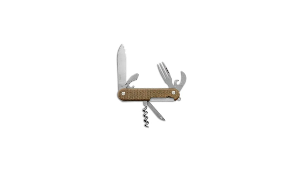 Mkm MKM Malga 6 Multi-Tool Knife Natural Micarta 7-in-1 MP06-NC, Tan, adult, BHQ-111329