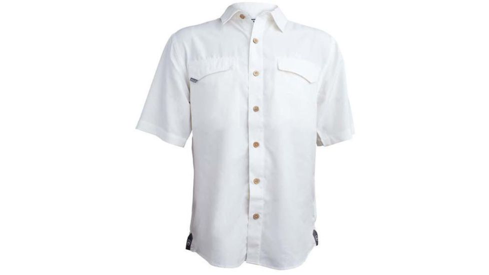Mojo Sportswear Company Coastal Linen Shirt Short Sleeve - Mens, White Caps, 3XL, WHTCP - XXXL - CSTL SHT SS