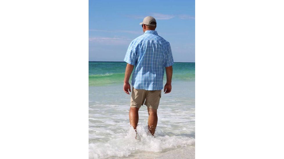 Mojo Sportswear Company Coastal Plaid Shirt Short Sleeve - Mens, Heron Blue, Extra Large, HRNBL - XL - CPLS SS