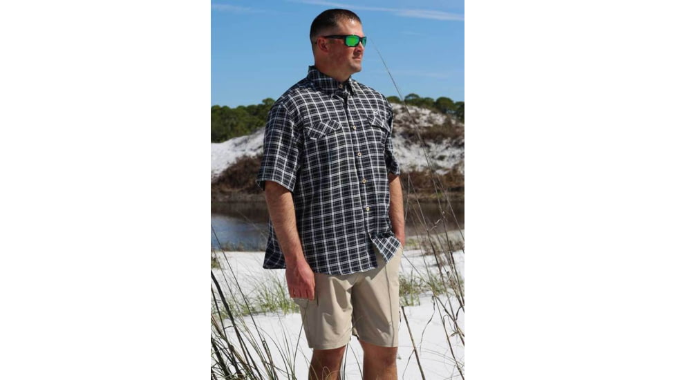 Mojo Sportswear Company Coastal Plaid Shirt Short Sleeve - Mens, Octopus Ink, Large, OCTIN - L - CPLS SS