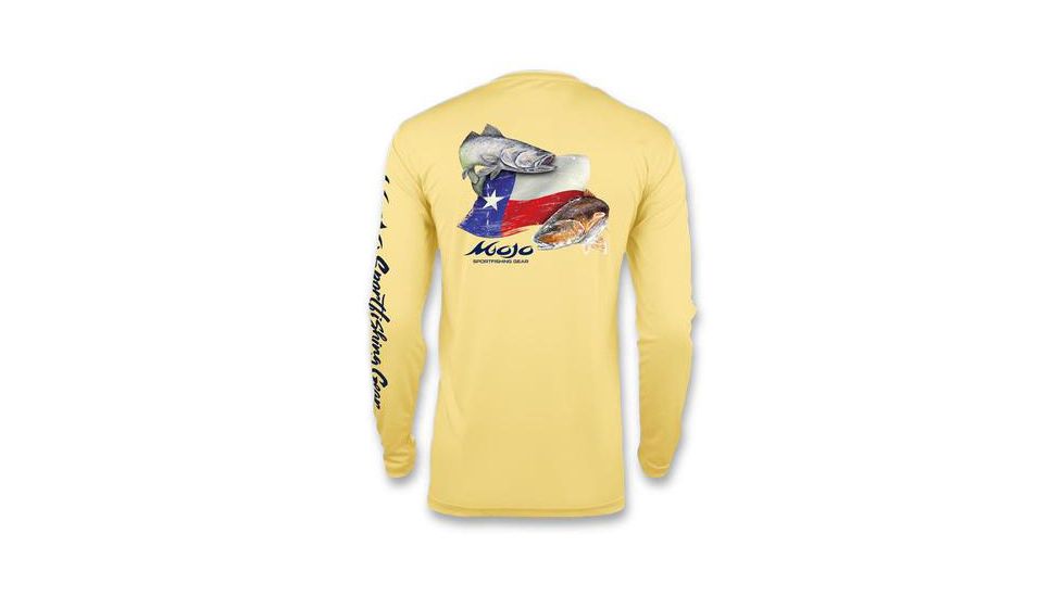 Mojo Sportswear Company Wireman X Redfish/Trout TX Flag - Mens, Yellowtail, Medium, YLWTL - M - MJWRMNXRTTXF
