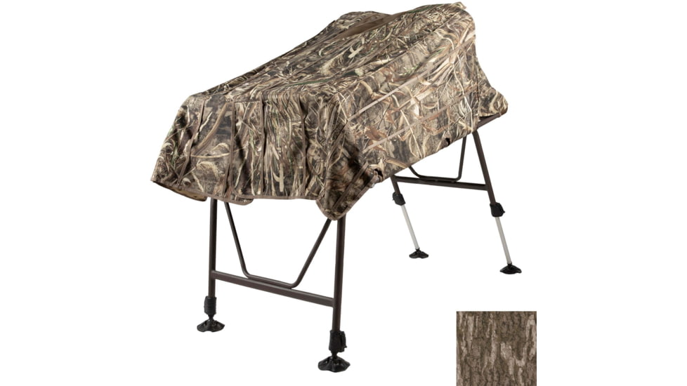 Higdon Outdoors MOmarsh Invisi-Man Hunting Blind w/ Back Pack Straps, Folding and Adjustable Legs, 0-30in Height, Limit 300 lbs, Mossy Oak Original Bottomland, 31526