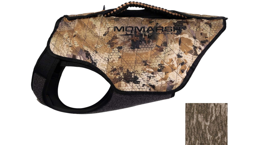 Higdon Outdoors MOmarsh Innovative Neoprene Versa-Vest w/Cover Panels, Hook and Loop Adjustments, Rubberized Chest Panel, Stow-Away Handle, Leash Anchor, 35 to 100 lbs Max Weight, Over-Sized Zipper Closure, Mossy Oak Original Bottomland, 34126