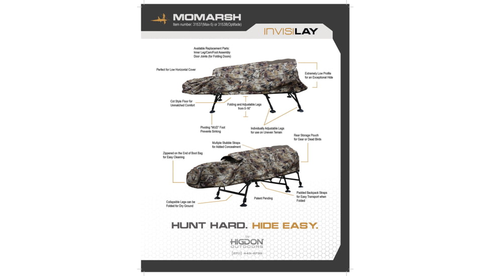 MOMarsh ATX Invisi-Lay Hunting Blind, One Size Fits All, 31538