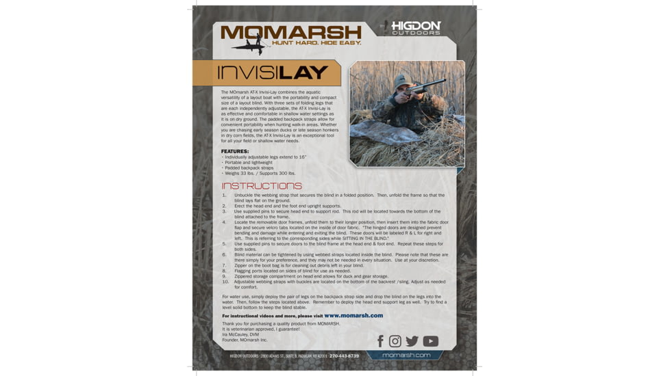 MOMarsh ATX Invisi-Lay Hunting Blind, One Size Fits All, 31538