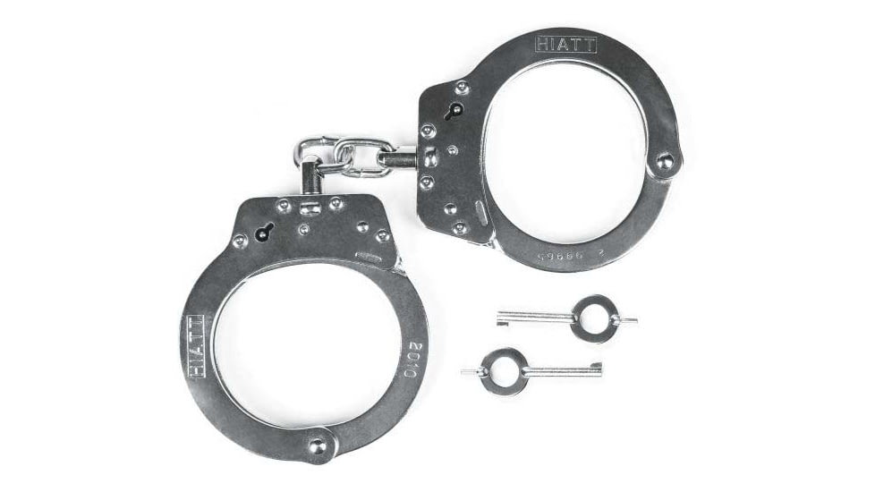 Monadnock Standard Steel Chain Handcuffs,Nickel w/Double Key Hole, 1189171